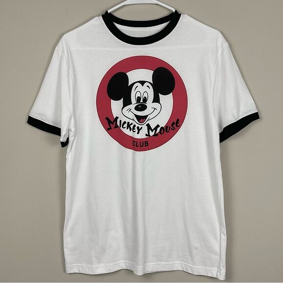 Mickey Mouse Club Shirt Ringer Tee White Sz S NWT T-Shirt Unisex Disney Parks - Picture 1 of 5